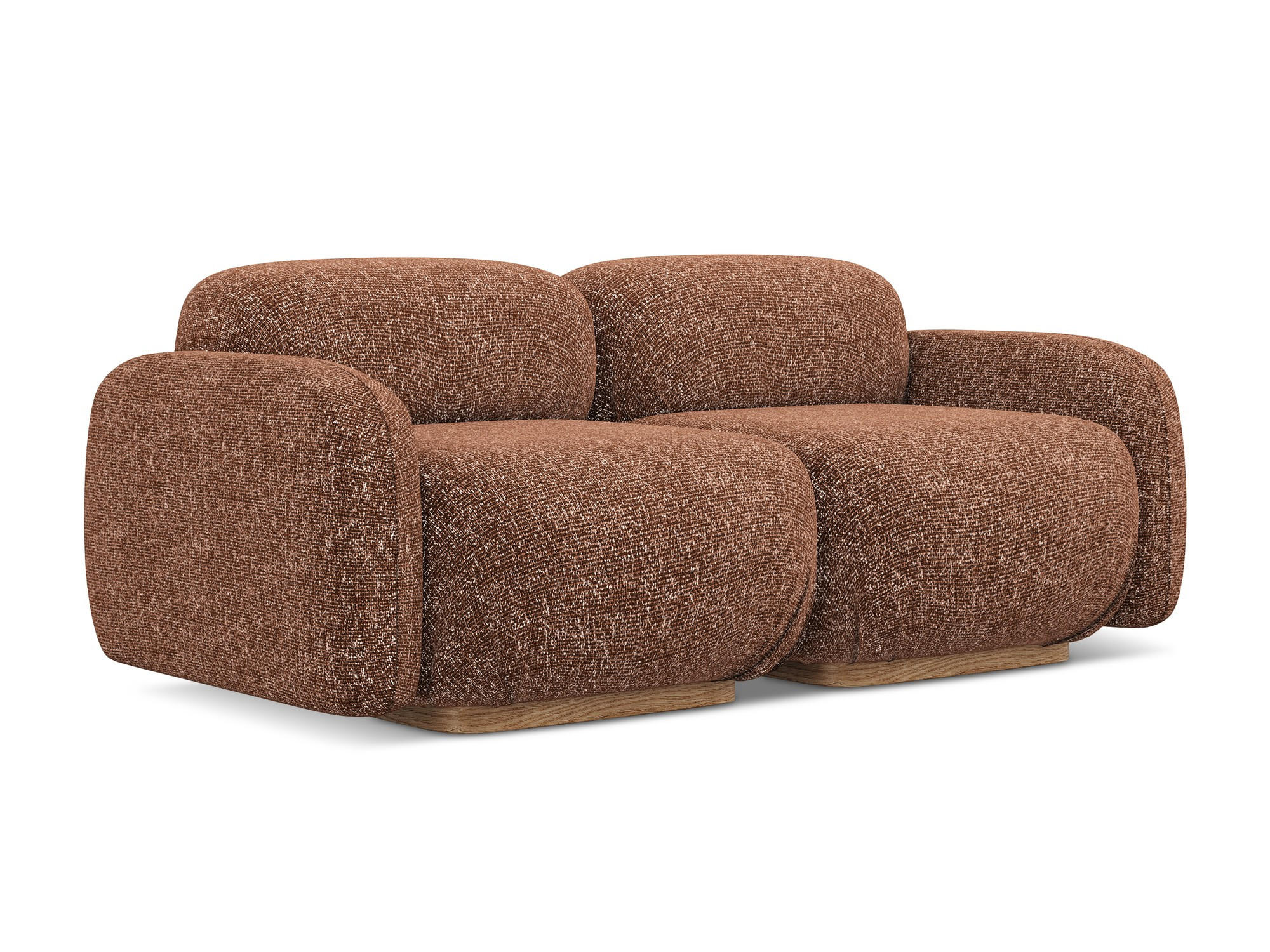 3-SITZER SOFA Strukturstoff Stoff Orange - Terra cotta/Orange, Holz/Textil (190/73/95cm) - Makamii
