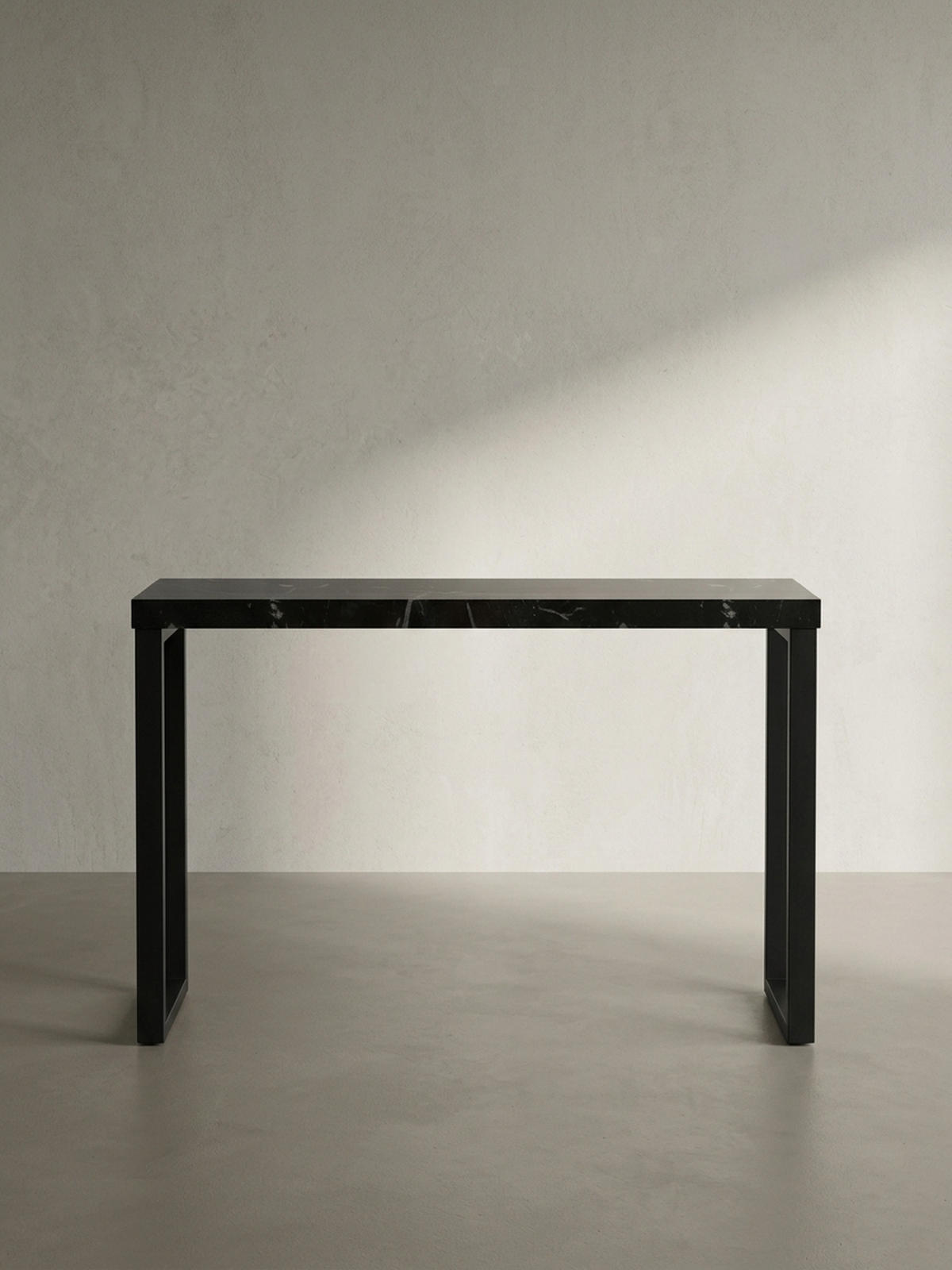 KONSOLENTISCH – Marmoroptik Schwarz, 120x40x76 cm, Hochglanz, Metallbeine - Schwarz, Holzwerkstoff/Metall (40/120/76cm) - KADIMA DESIGN