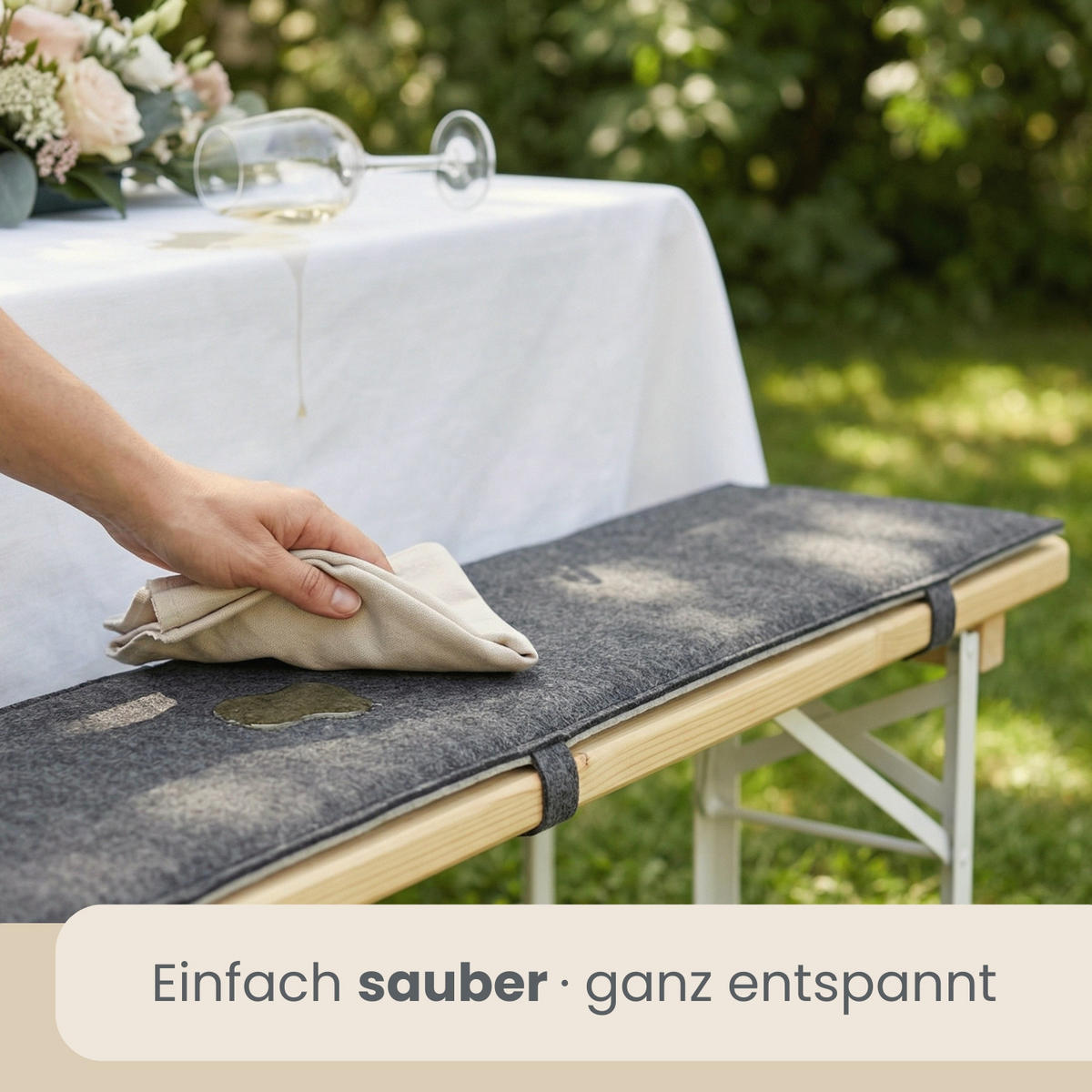 BIERBANKAUFLAGE Filz, 2er Set, Grau, 170/23/1 cm - Grau, Kunststoff (23/1/170cm) - Dunedesign