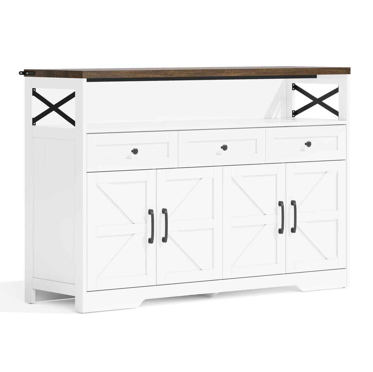 SIDEBOARD 140/35/95 cm mit 2 Türen, 3 Schubladen & offenem Fach - Braun, Holzwerkstoff (140/95/35cm) - BEAOK