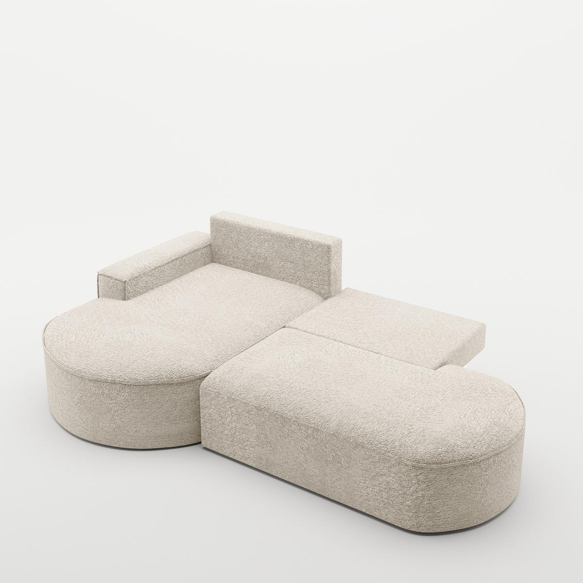 ECKSOFA Modena Pro - Komfort Und Stil stoff Arena Ecru Links - Ecru, Holz (278/179cm) - Kaiser Möbel