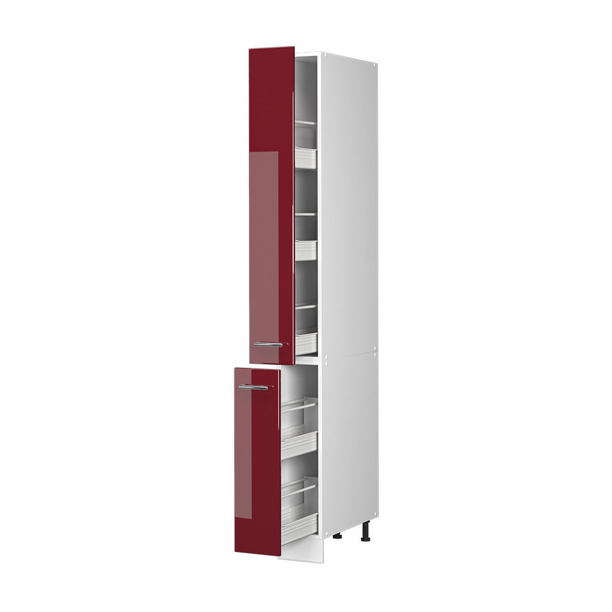 APOTHEKERSCHRANK Fame-Line, Bordeaux Hochglanz/Weiß, 20 cm - Bordeaux/Weiß, Holzwerkstoff (20/206.8/58cm) - Vicco