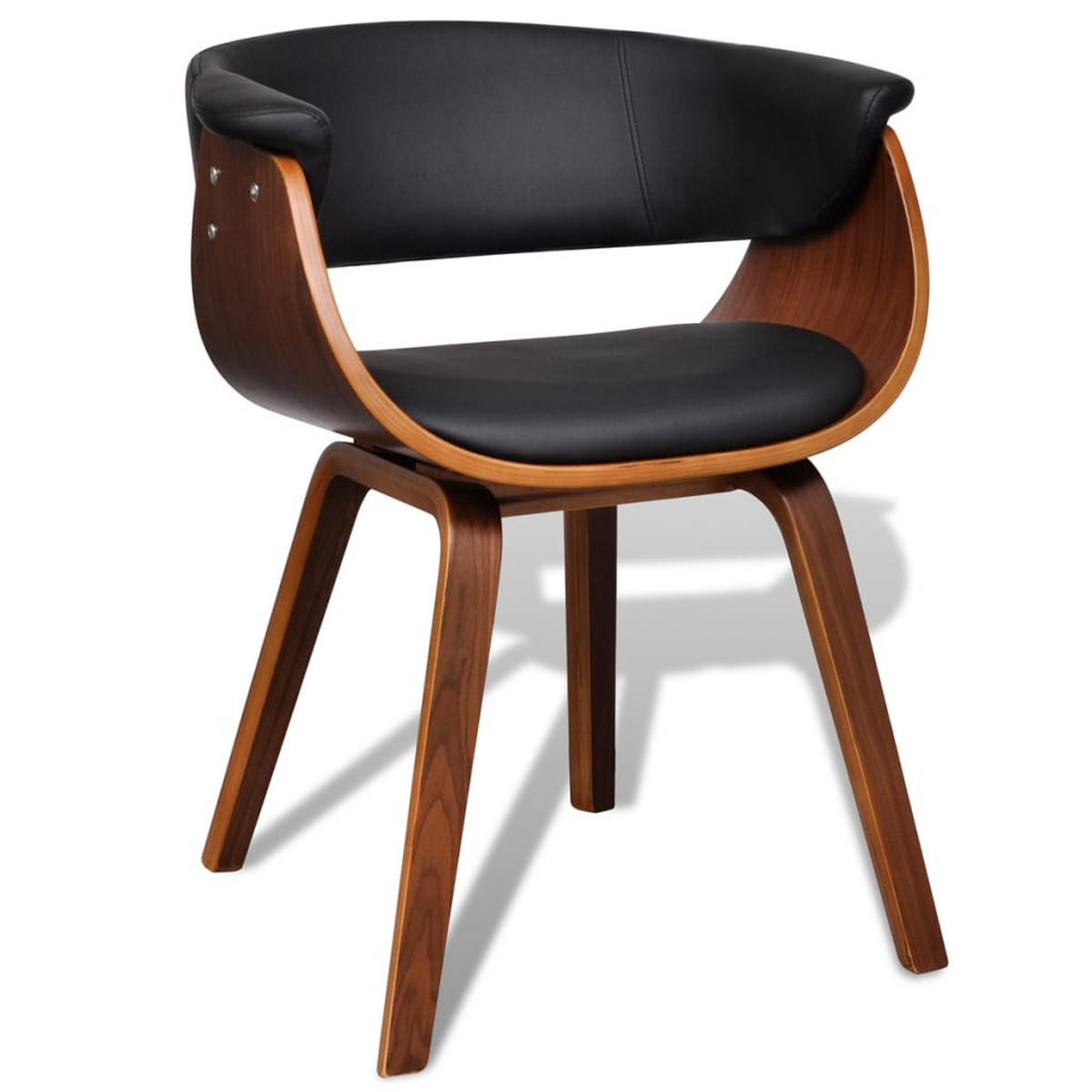ESSZIMMERSTÜHLE 2 Stk. Bugholz und Kunstleder 51*59.5*72cm - Schwarz, Leder (51/72/59.5cm) - ZMH
