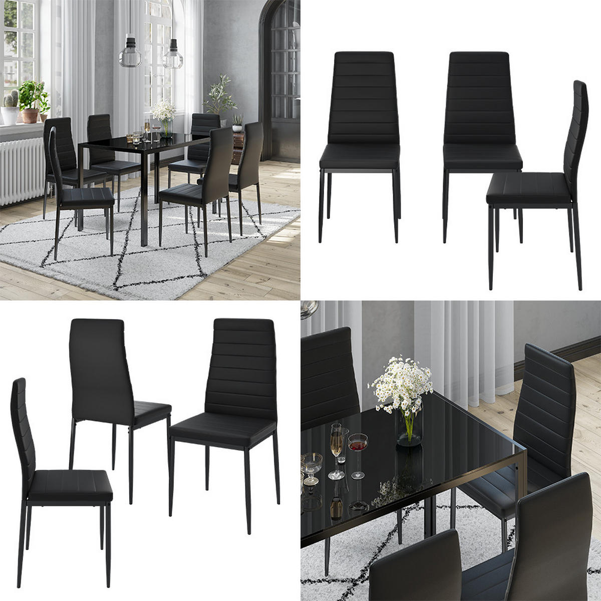 ESSZIMMERSTUHL Grand Schwarz 42.5 x 48 cm 6er Set - Schwarz, Kunststoff (42.5/96/48cm) - Vicco
