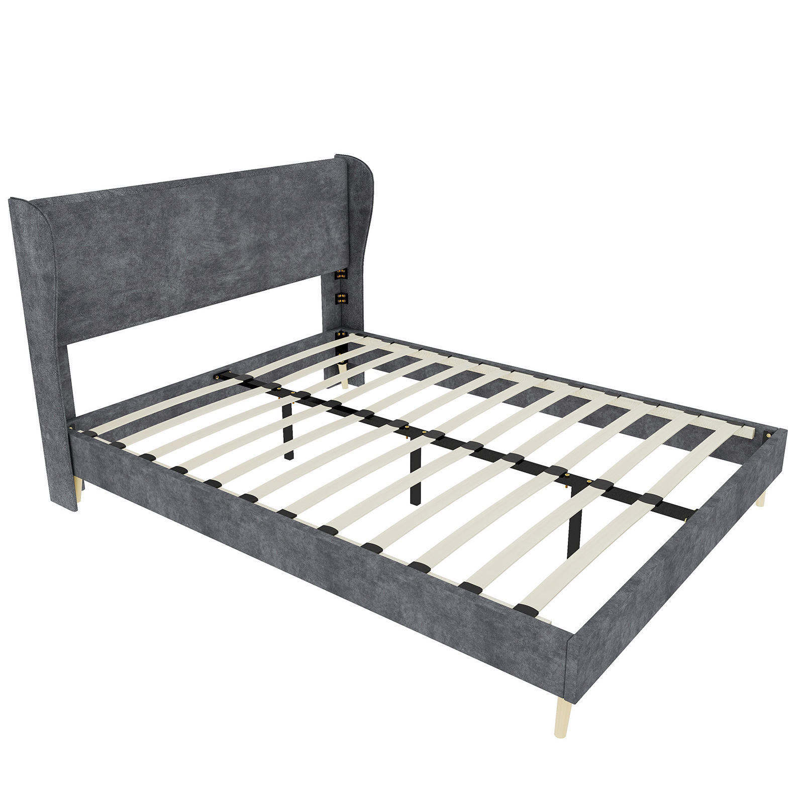 POLSTERBETT 140/200 cm mit gepolstertem Kopfteil und Matratze, Grau - Grau, Textil (140/200cm) - Redom
