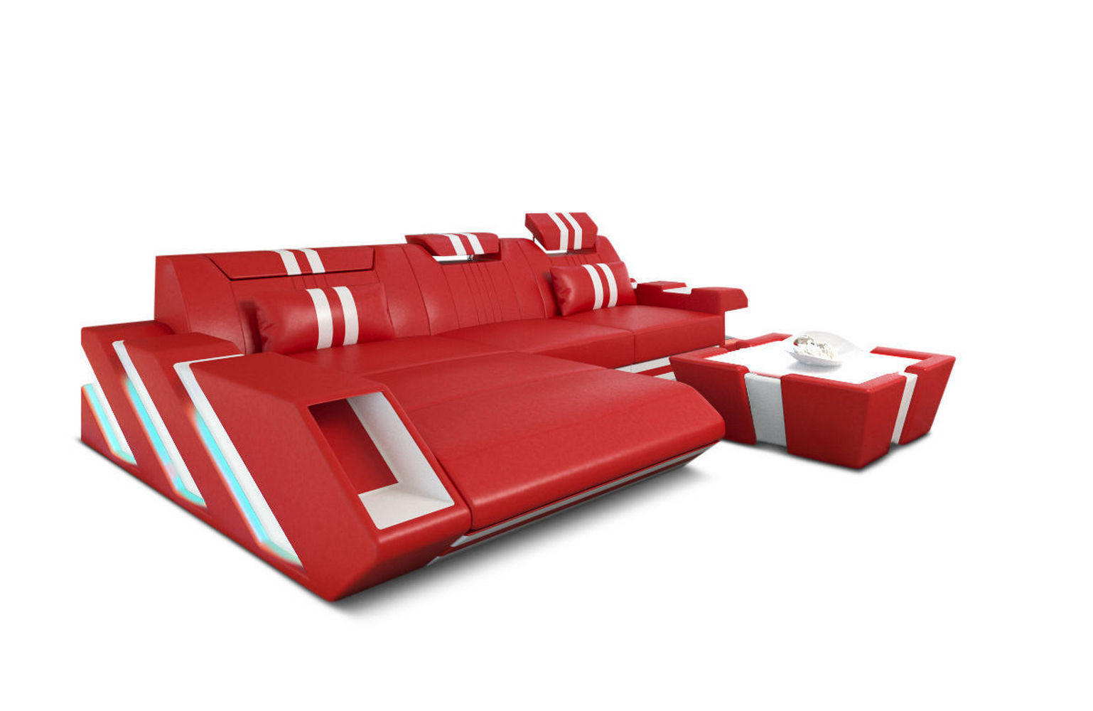 ECKSOFA Apollonia L - Rot, Leder (295/190cm) - Sofa Dreams
