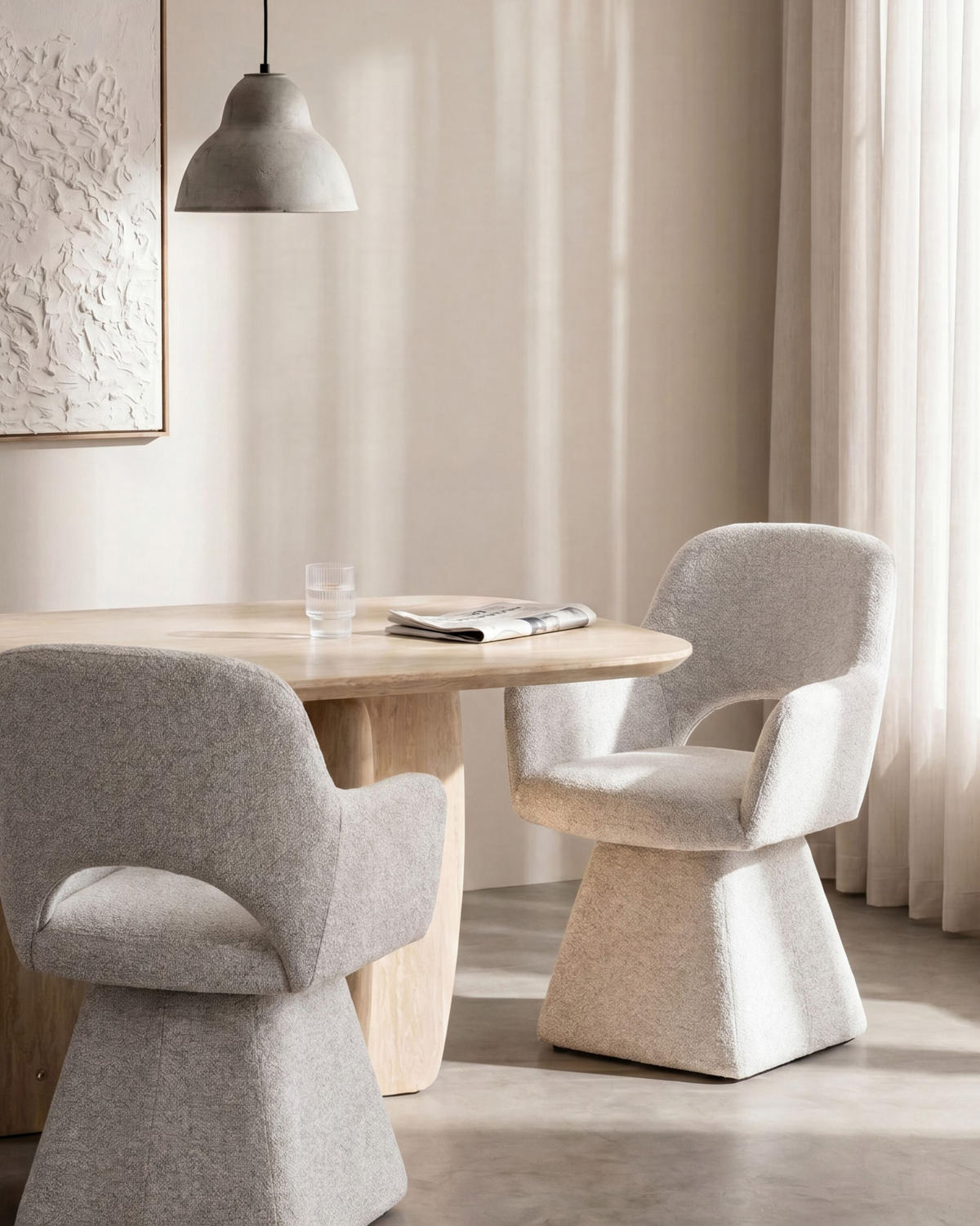 JÍDELNÍ ŽIDLE otočná Látka Světle šedá Vallby - béžová, textil (64/87/64cm) - Beliani