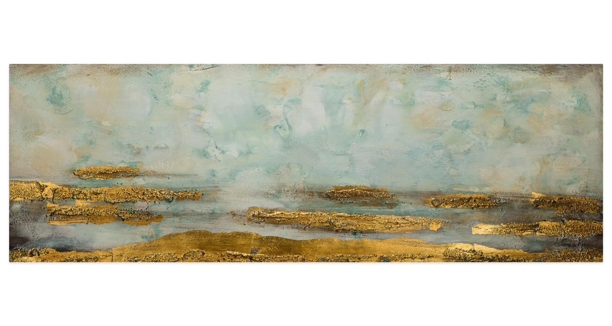 ACRYLBILD HANDGEMALT 120/40 cm - Blau, Holz/Textil (120/40cm) - KUNSTLOFT