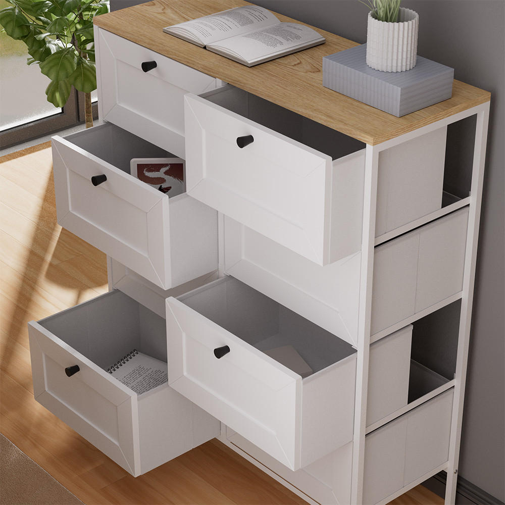 KOMMODE Belaro Weiß 80 x 95 cm mit 8 Schubladen - Weiß, Holzwerkstoff (80/95/30cm) - Vicco