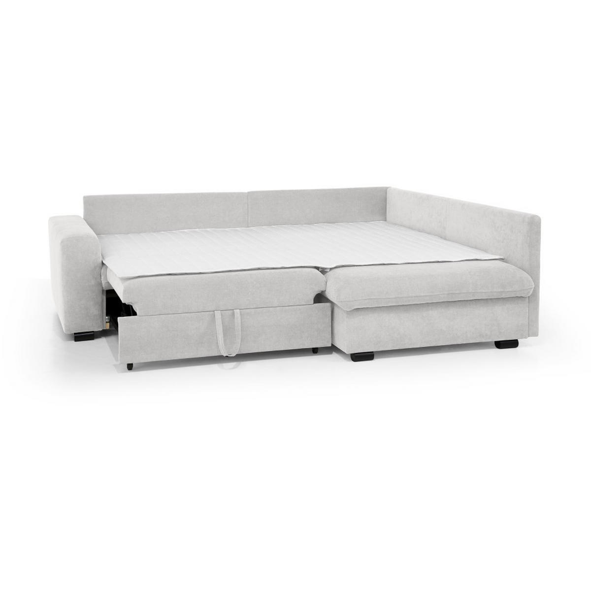 ECKSCHLAFSOFA Ramo mit Bettkasten, Topper gratis, Beige, rechts - Beige/Schwarz, Textil (229/190cm) - Beautysofa