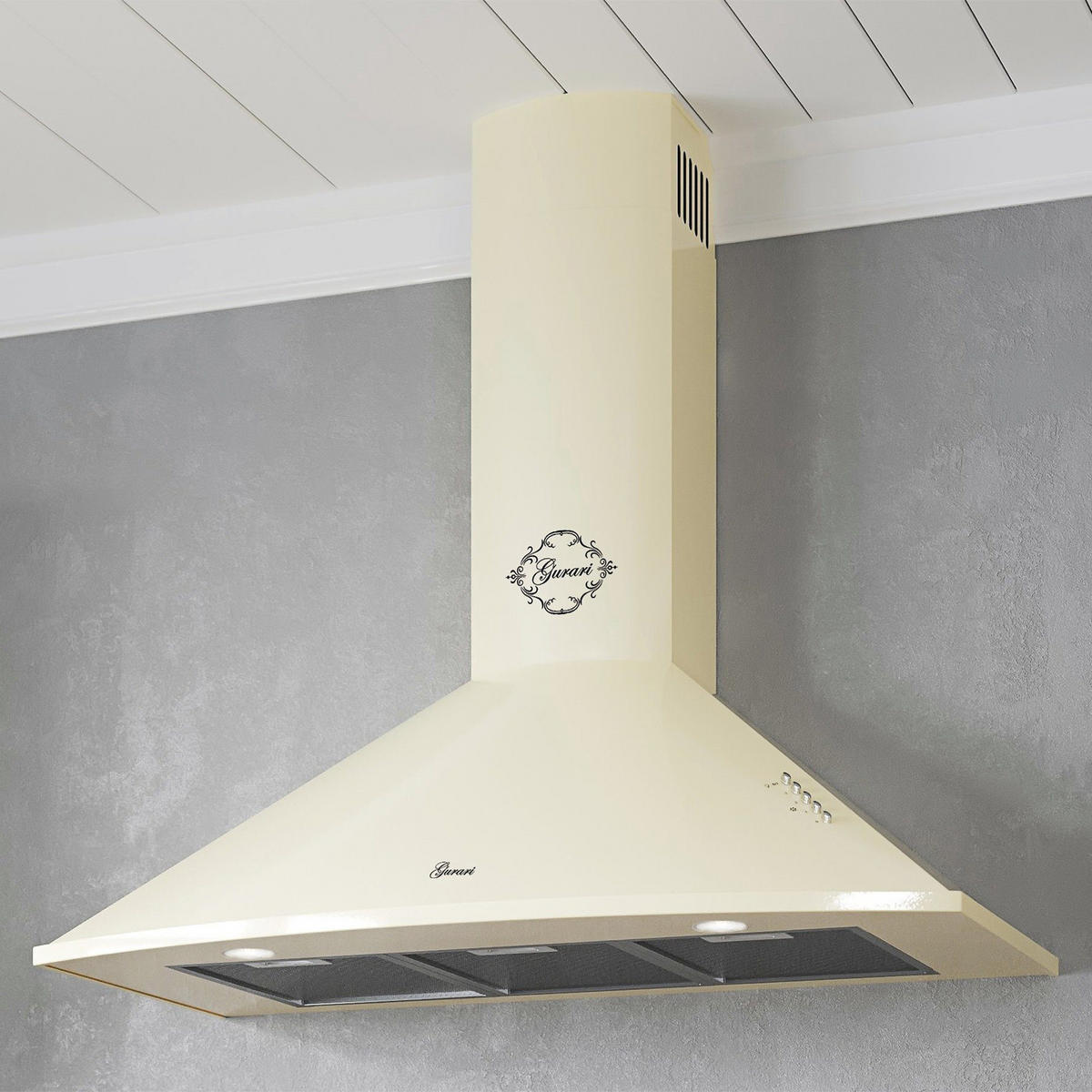 DUNSTABZUGSHAUBE GCH C 046 BG 9 N 90 cm Creme - Creme, Metall (90/117/50cm) - Gurari