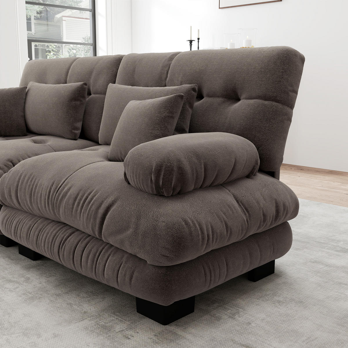 SCHLAFSOFA 4-Sitzer aus Chenille mit Tiefsitz, Braun - Braun, Textil (406/81/77cm)