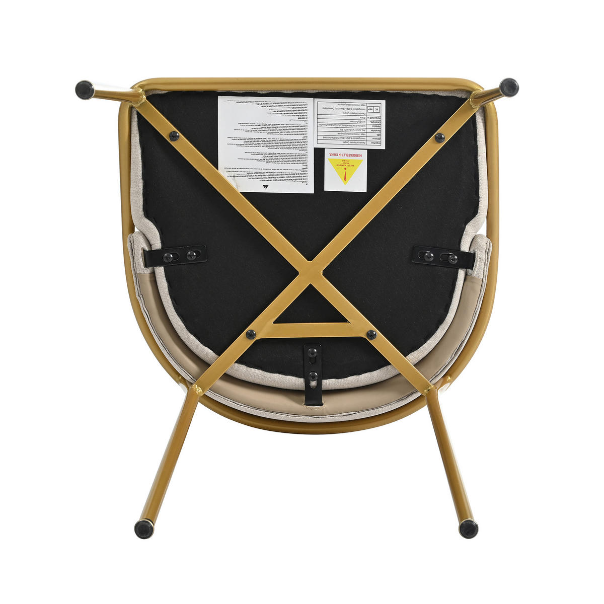 ESSZIMMERSTUHL 4 Stück 55×55×85 cm aus Metall-Holz Gestell PVC-Kunstleder, beige - Beige, Metall (55/85/55cm) - Luhomfu