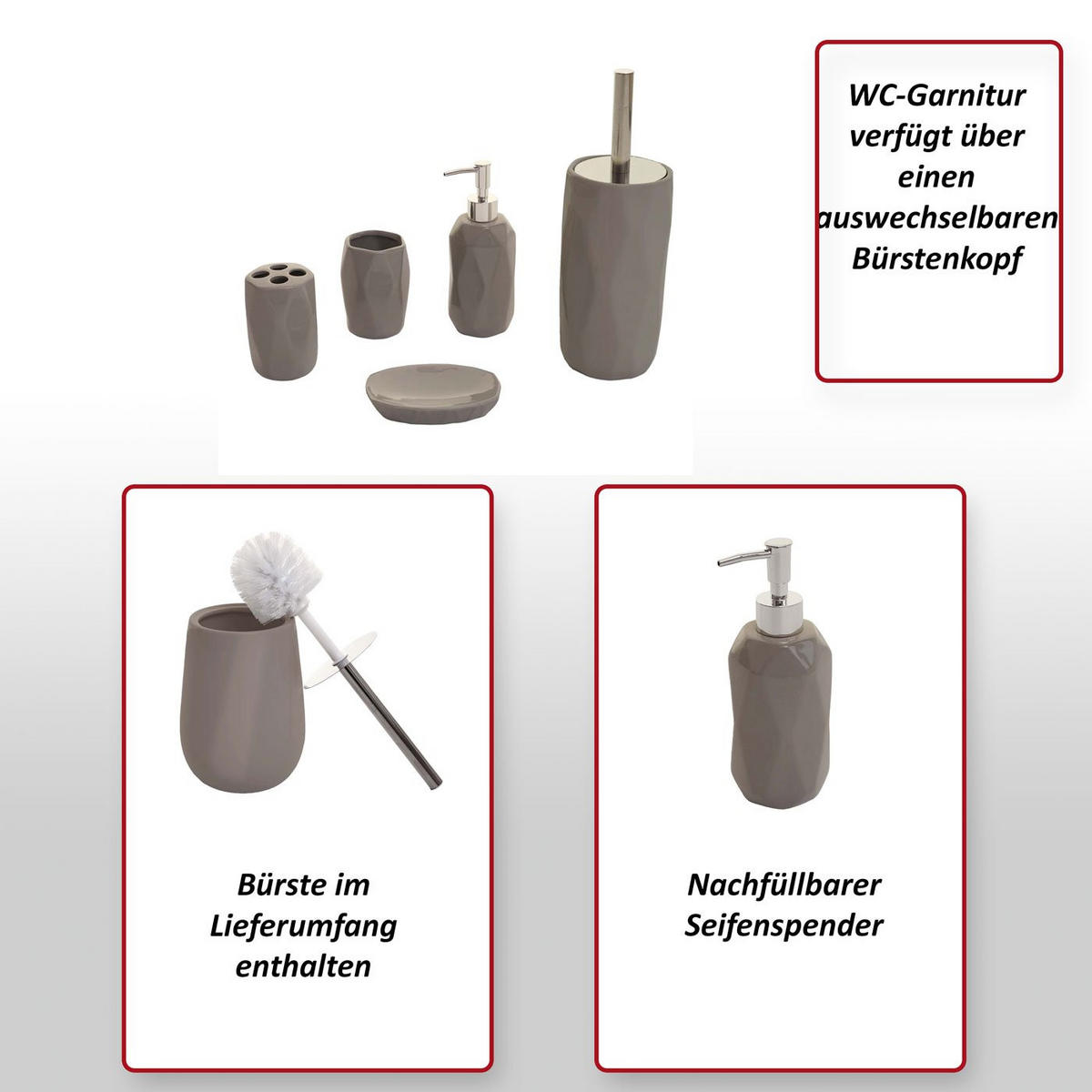 BADSET Weiß 5er-Set - Weiß, Keramik (13/32/10cm) - MCW