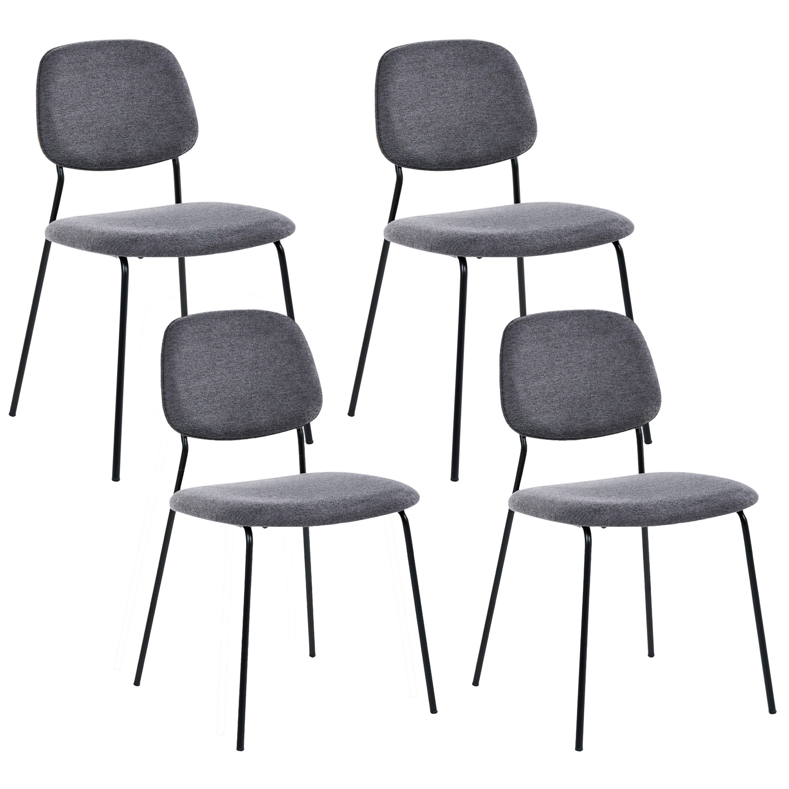 ESSZIMMERSTUHL 4er-Set Stoff Grau Riley - Grau, Textil (48/83/52cm) - Beliani