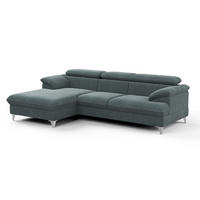 ECKSOFA mit Schlaffunktion und Bettkasten, verstellbare Kopfstützen - Chromfarben/Anthrazit, Textil/Metall (254/167cm) - Cotta