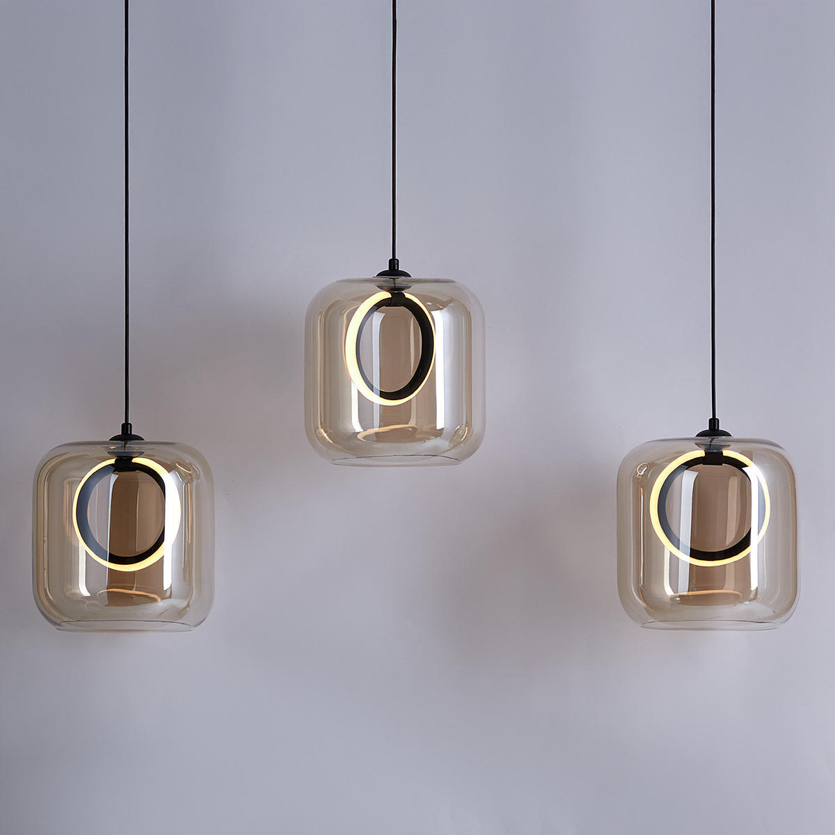 PENDELLEUCHTE Upper Eastside - Bronzefarben, Glas (72/72/180cm) - Butlers