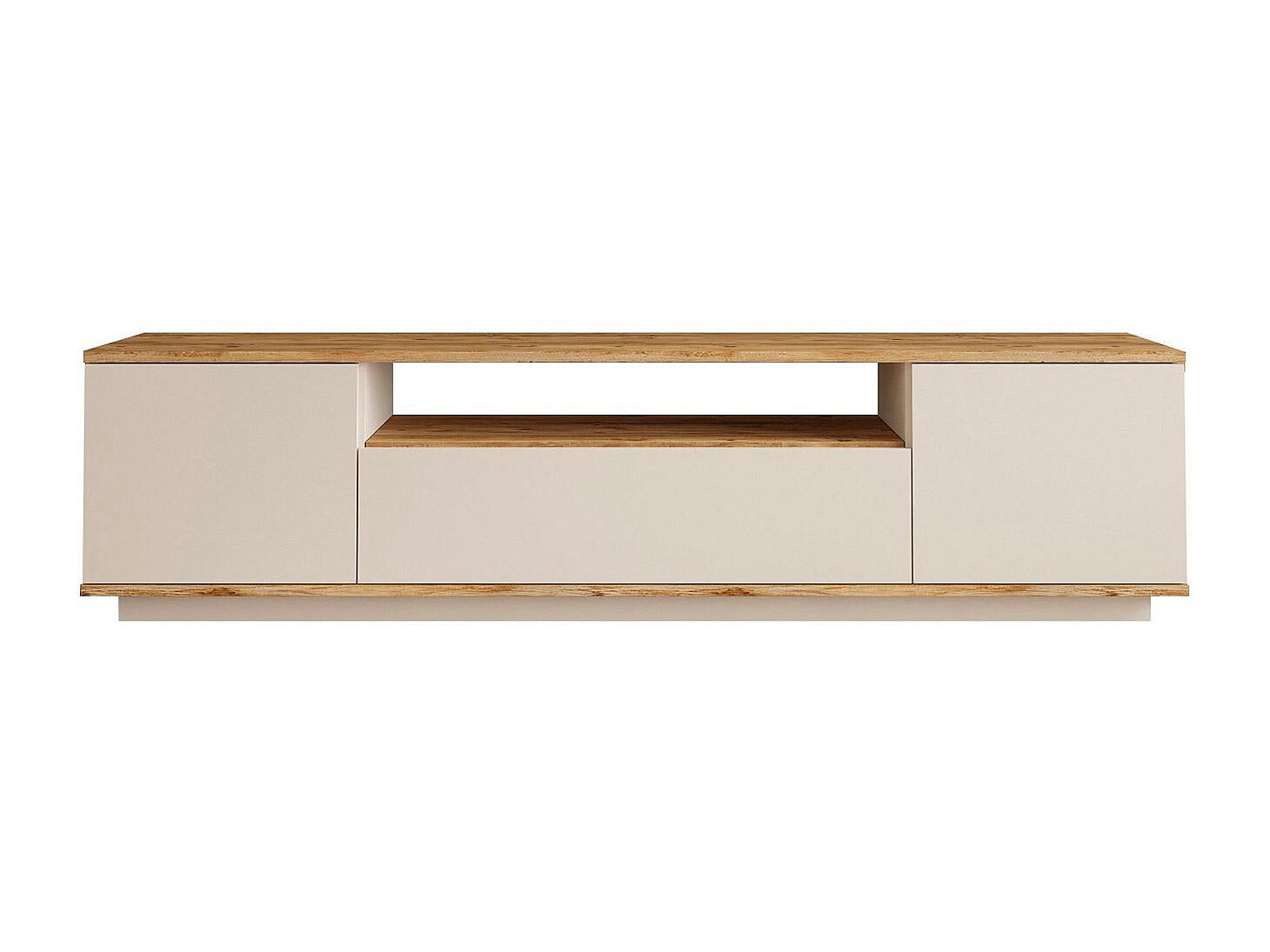 TV-MÖBEL mit 3 Türen & 1 Ablagefach - Beige & Holzfarben - LOTULA - Beige, Holz (180/44.6/44.5cm) - Vente-Unique