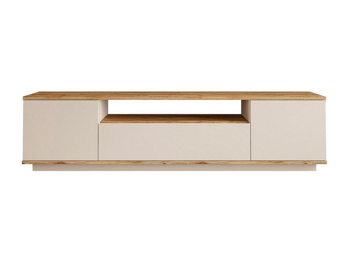 TV-MÖBEL mit 3 Türen & 1 Ablagefach - Beige & Holzfarben - LOTULA - Beige, Holz (180/44.6/44.5cm) - Vente-Unique