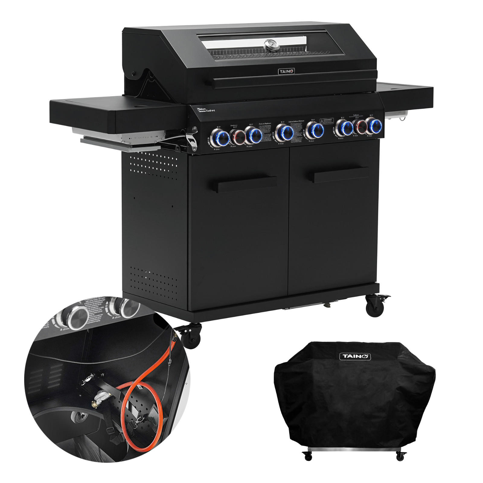GASGRILL PLATINUM YAMARA DARK 6+2 Set - Schwarz, Metall (159/117/55cm) - TAINO