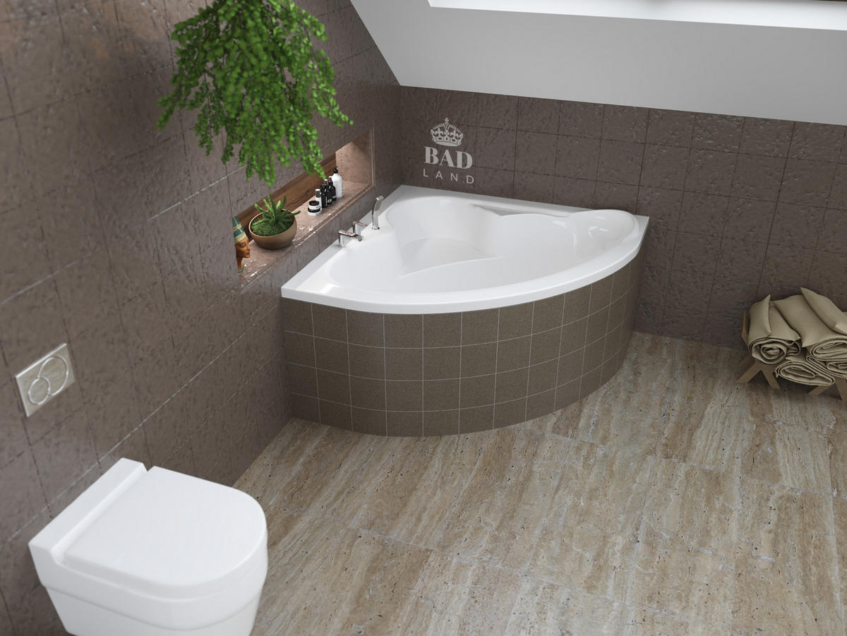 BADEWANNE Eckwanne STANDARD 120/120 Ablauf & Füße - Weiß, Kunststoff (120/57.5/120cm) - bad land