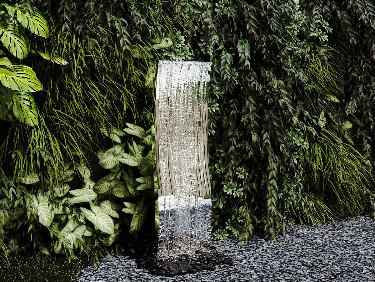 GARTENBRUNNEN - 48 cm x 34.2 cm - Metall - Silberfarben - HOKI - Silberfarben, Metall (34.2/48/130cm) - Vente-Unique