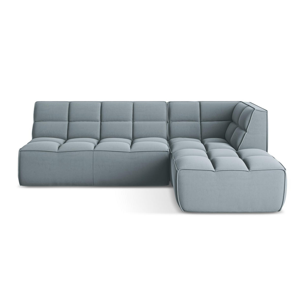 ECKSOFA Beidseitig Samt Stoff Blau - Blau/Schwarz, Kunststoff/Textil (258/178cm) - LaMiaSofa