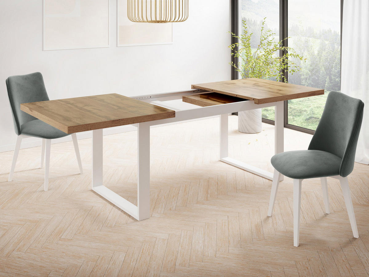 ESSTISCH Sana rechteckig ausziehbar, Wotan Eiche 160/240/90/75 cm - Eiche Wotan/Braun, Holzwerkstoff/Metall (90/240/75cm) - WFL GROUP