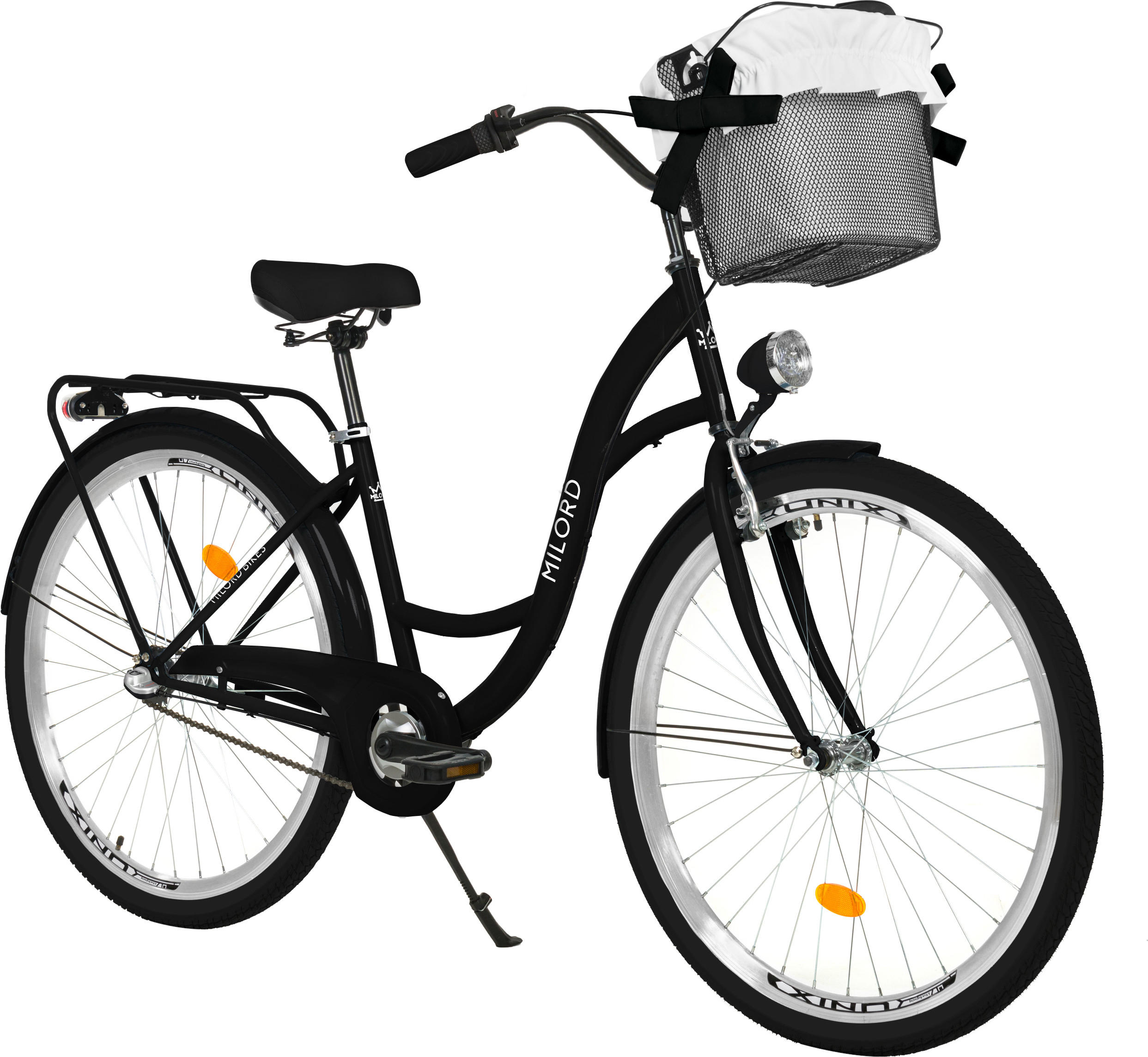 CITY-FAHRRAD Milord mit Metallkorb, 26 Zoll, Schwarz, 3-Gang - Schwarz, Metall (46cm) - Milordbikes
