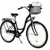 CITY-FAHRRAD Milord mit Metallkorb, 26 Zoll, Schwarz, 3-Gang - Schwarz, Metall (46cm) - Milordbikes