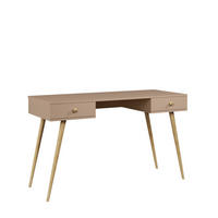 SCHREIBTISCH NATURA, 135 cm, Beige Macchiato, mit 2 Schubladen - Beige, Holz (54/135/79cm) - Excellent Home