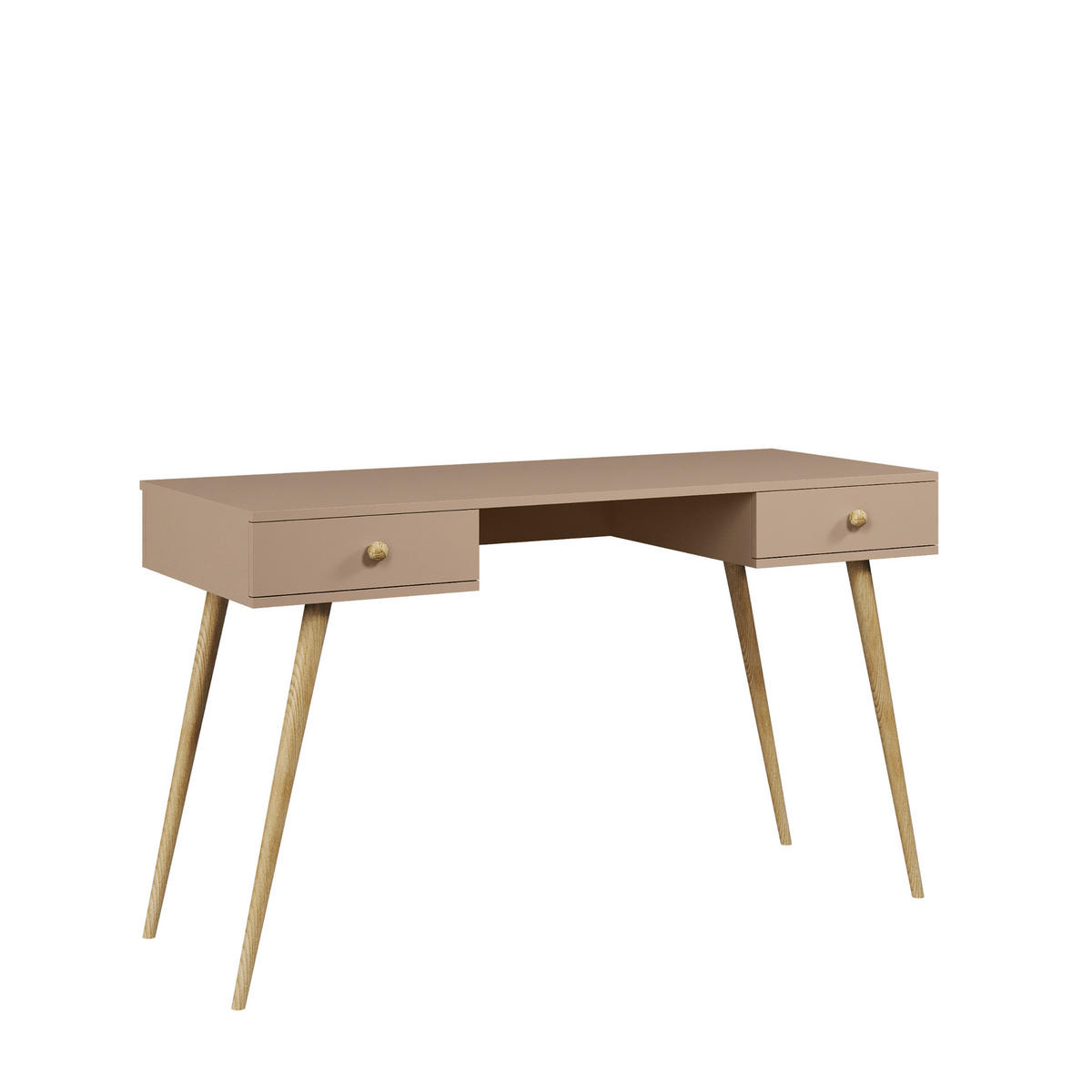 SCHREIBTISCH NATURA, 135 cm, Beige Macchiato, mit 2 Schubladen - Beige, Holz (54/135/79cm) - Excellent Home