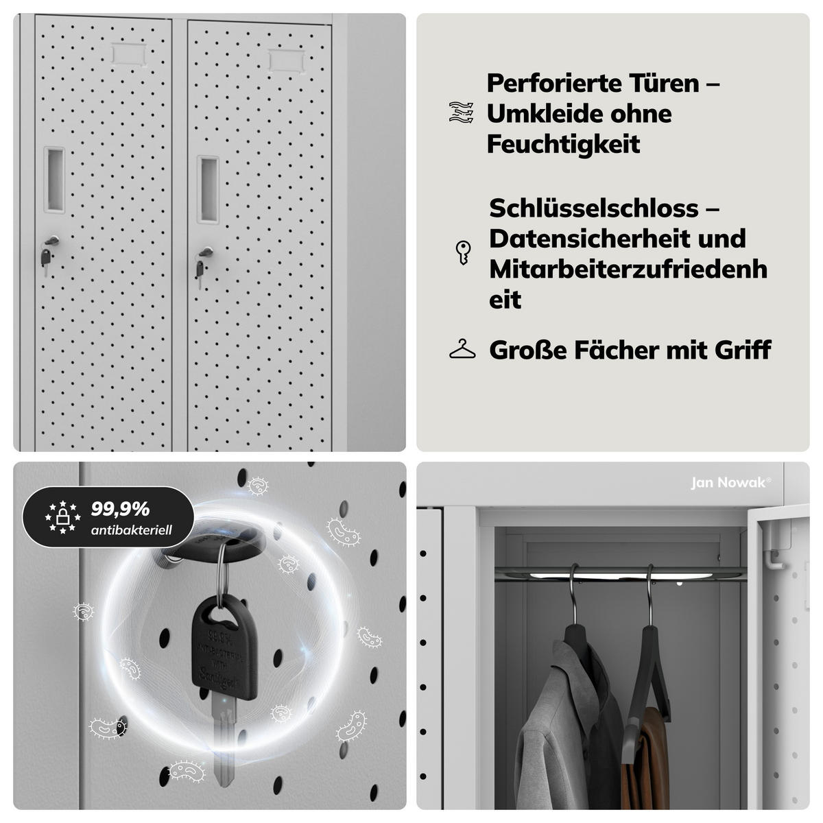 ARBEITSSCHUTZ-KLEIDERSCHRANK BARTEK PRO 172x136x45 cm - Grau, Metall (136/172/45cm) - Jan Nowak