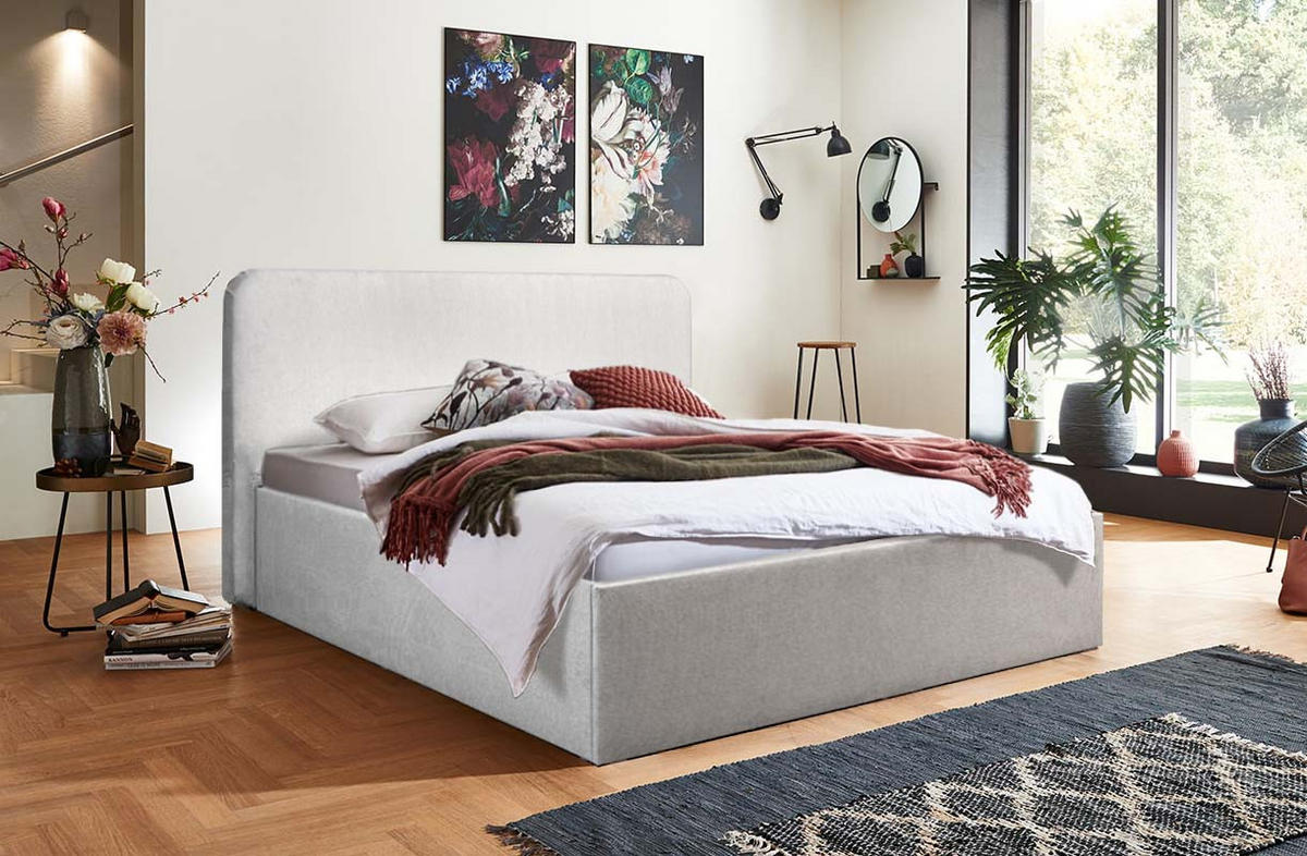POLSTERBETT Mailand Grau 120 x 200 x 40 cm Stauraum ohne hydraulische Funktion Ohne Matratze und Lattenrost - Grau, Holz (120/200cm) - Halmon Schlafkomfort Betten 
