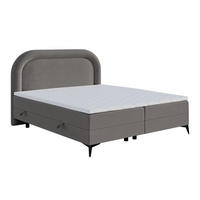 BOXBETT LOREO Greige Samt 160x200 cm - Taupe/Schwarz, Holz/Textil (160/200cm) - Selsey