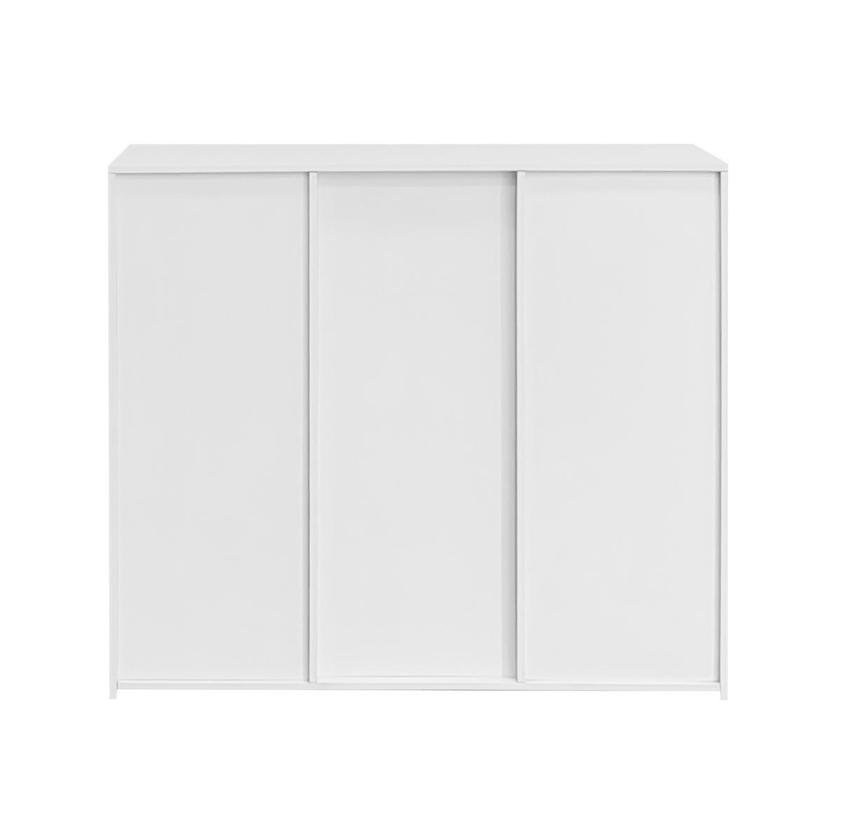 SIDEBOARD aus Spanplatte 95x35x83 cm Weiß mit Hochglanzfront, Glasregalen und Schranktür - Weiß, Holzwerkstoff (95/83/35cm) - Modfu