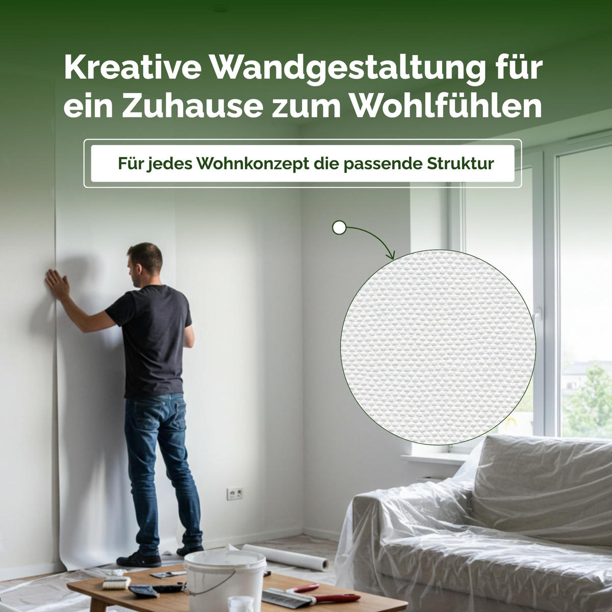 VLIESTAPETE Creative Feine Gewebestruktur 10,05 m x 0,53 m - Weiß, Papier (53/10cm)