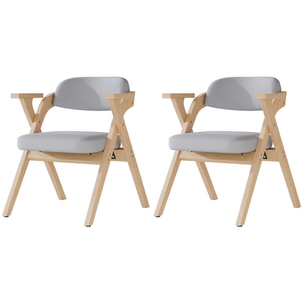 ARMLEHNENSTUHL 2-teiliges Set Esszimmerstühle KLAPPBAR, MASSIVHOLZ, Leinen Grau, für Wohnzimmer und Café, 66,5/76/64,5 cm - Grau, Holz (15.9/76/64.5cm) - Rolipo