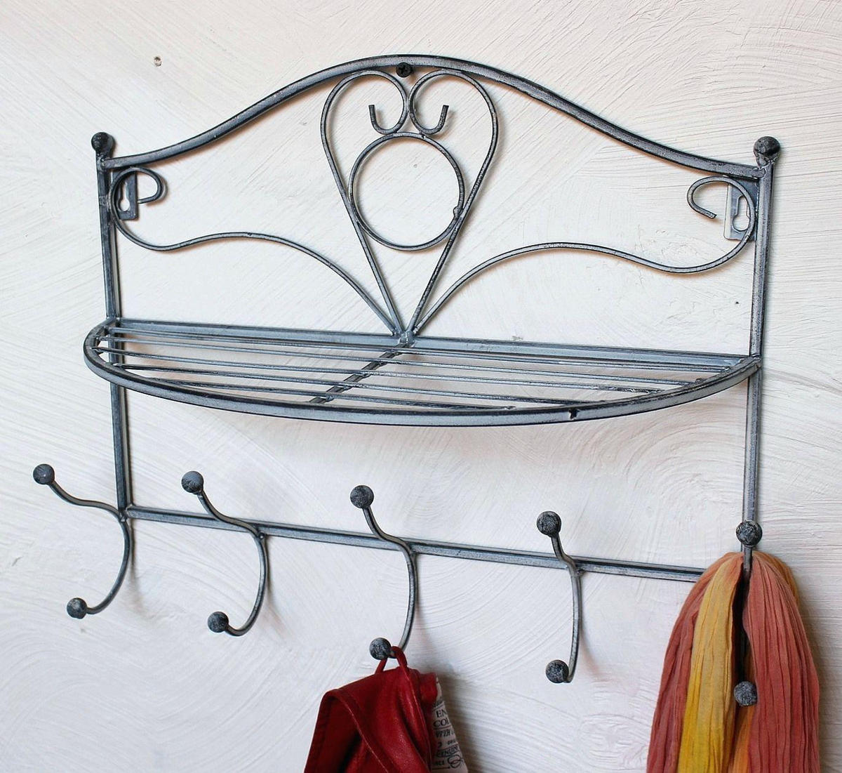 WANDGARDEROBE mit Ablage Metall Grau 38/16/34 cm - Grau, Metall (38/34/16cm) - DanDiBo