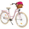 CITY-FAHRRAD Milord mit Weidenkorb, 28 Zoll, Rosa-Creme, 3-Gang - Pink/Creme, Metall (46cm) - Milordbikes