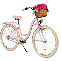 CITY-FAHRRAD Milord mit Weidenkorb, 28 Zoll, Rosa-Creme, 3-Gang - Pink/Creme, Metall (46cm) - Milordbikes