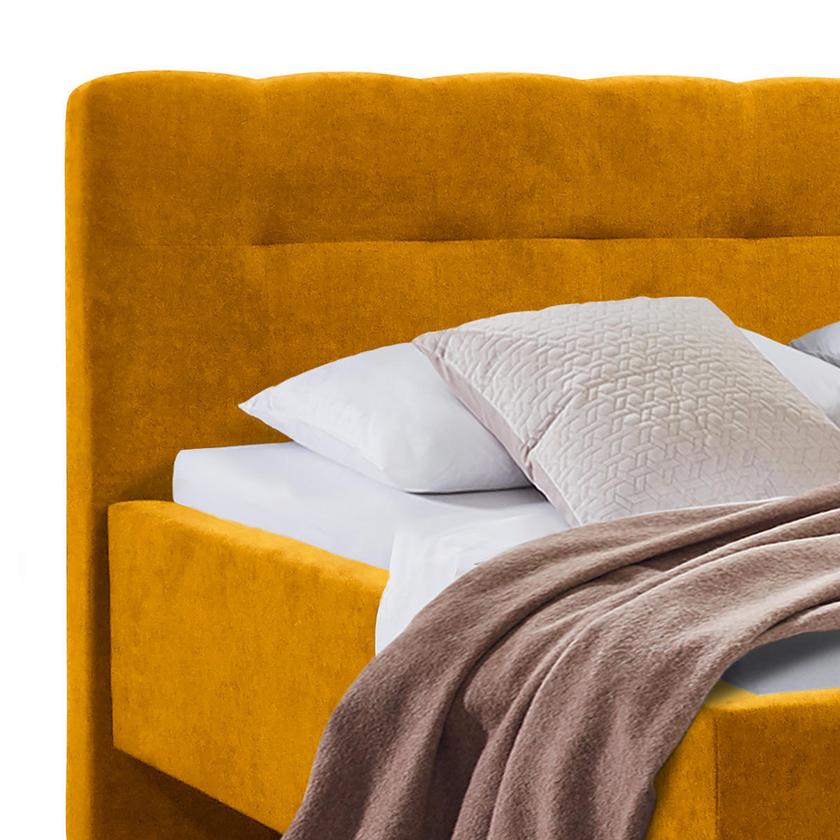 POLSTERBETT - Samt - Gelb, Textil (200/200cm) - home24