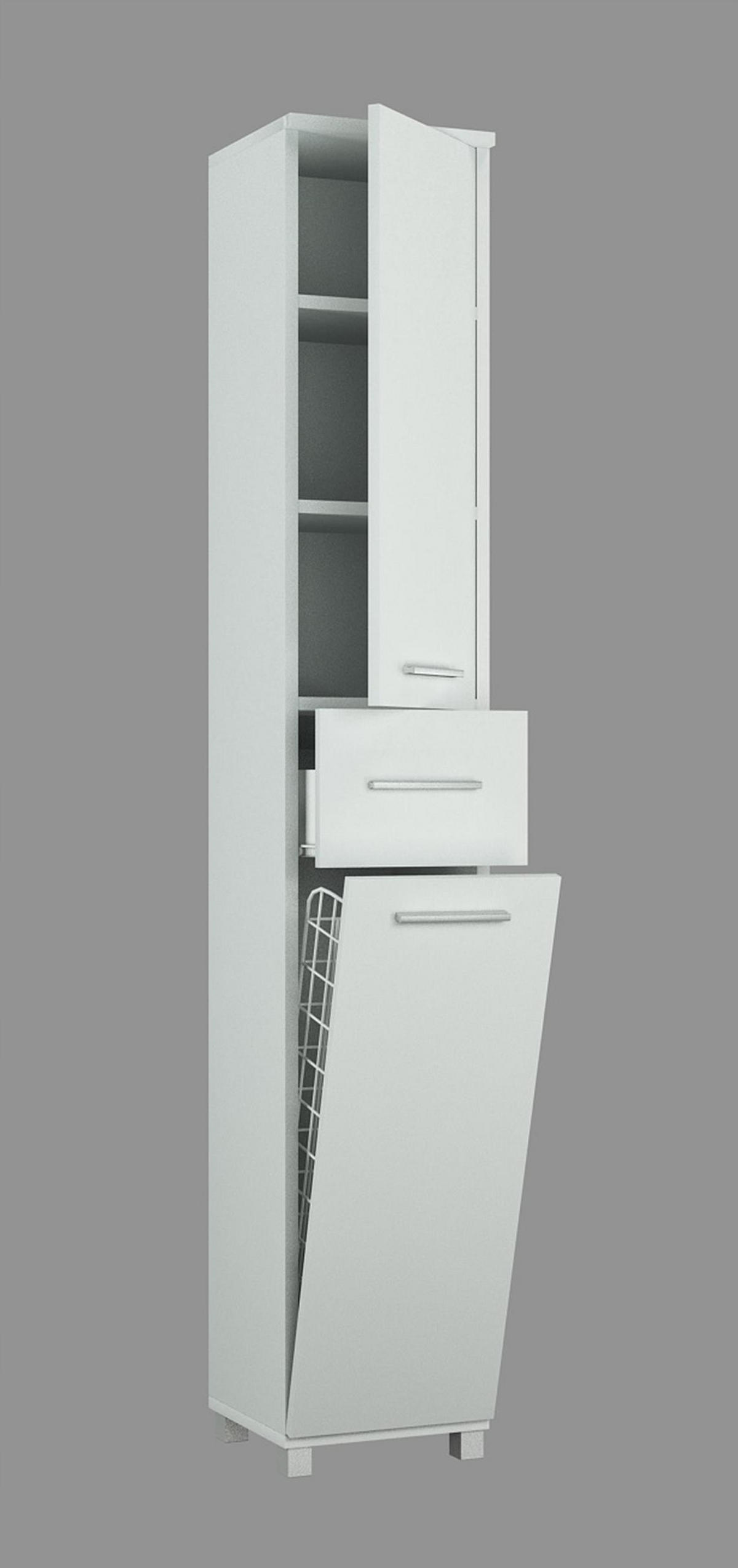 BADSCHRANK 2D1SZ1K Weiß 30/28/172 cm - Weiß, Holzwerkstoff (30/172/28cm) - Matkam Möbel