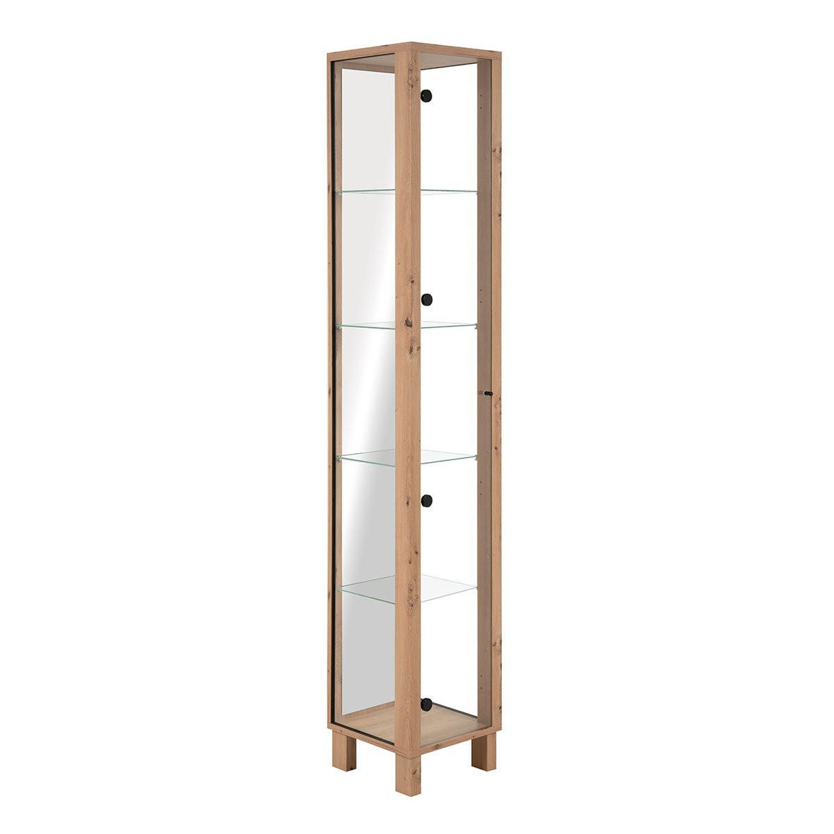 VITRINE 1 Tür und 4 Glasböden - Albi - 33/33/189 cm - Eiche Artisan, Holzwerkstoff (33/189/33cm) - Calicosy