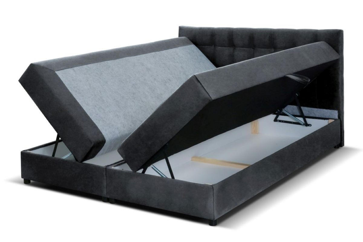 BOXBETT Malmo 180x200 cm mit Topper, zwei Bettkästen und Matratze, grau - Grau, Kunststoff (180/200cm) - Margaret Hadas24