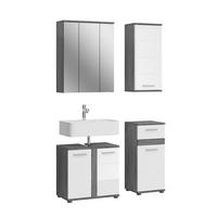 BADKOMBINATION 4tlg. Blake Bad in Rauchsilber Nachbildung und weiß hochglanz B/H/T: 114x191x34 cm - Anthrazit, Holz (114/191/34cm)