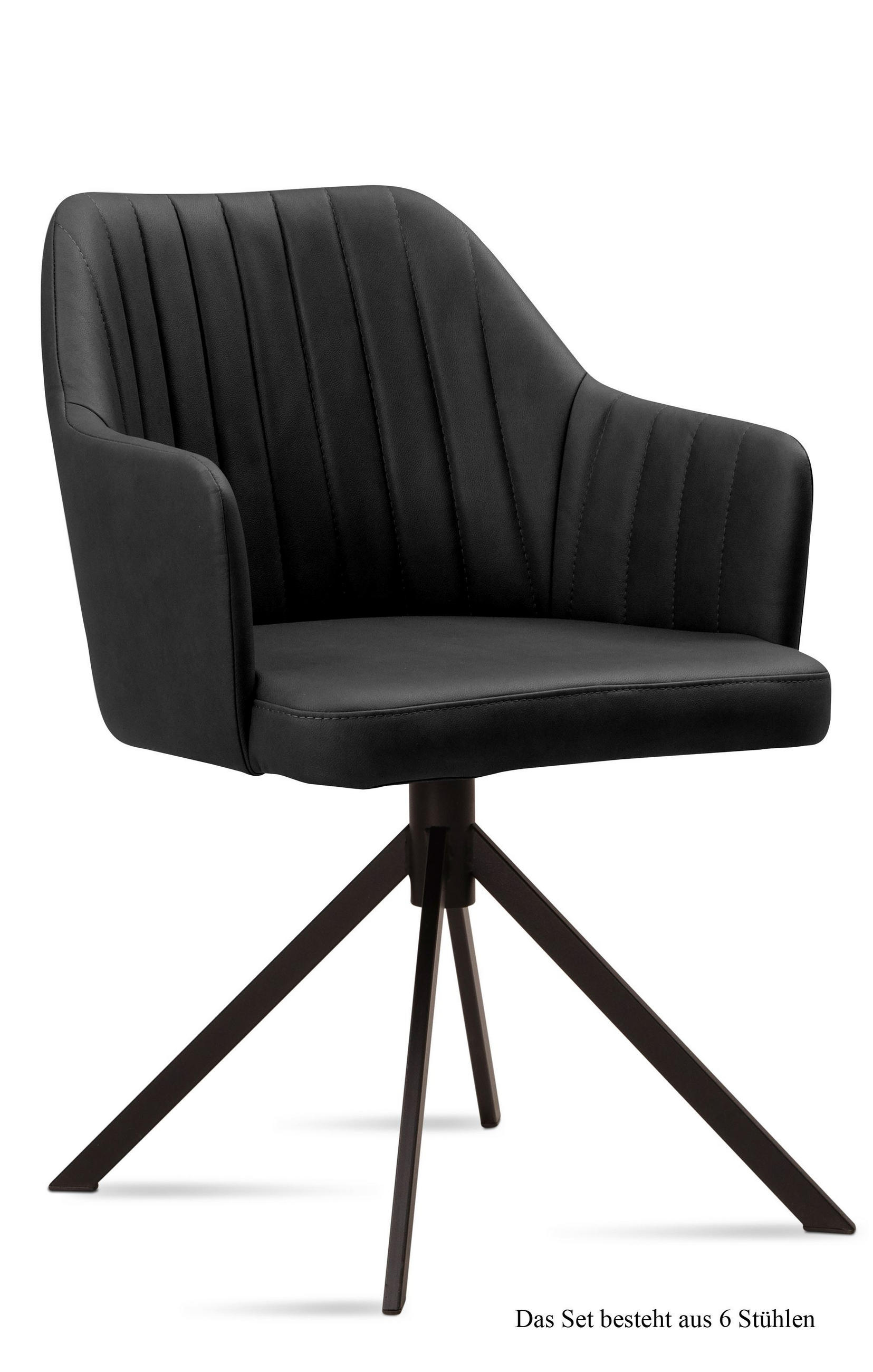 ARMLEHNSTUHL (6er-Set) Durva 58x81x60 Schwarz/Anthrazit - Anthrazit/Schwarz, Kunststoff (60/81/58cm) - 58aufmkessel