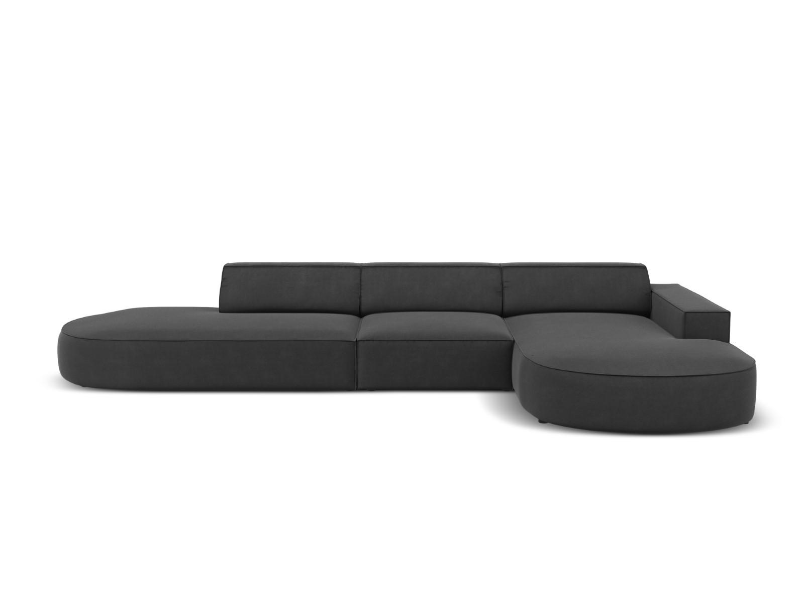 ECKSOFA rechts Jodie aus Samt grau 4 Sitzplätze - Grau, Textil (166/342cm) - Micadoni