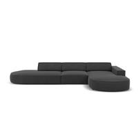 ECKSOFA rechts Jodie aus Samt grau 4 Sitzplätze - Grau, Textil (166/342cm) - Micadoni