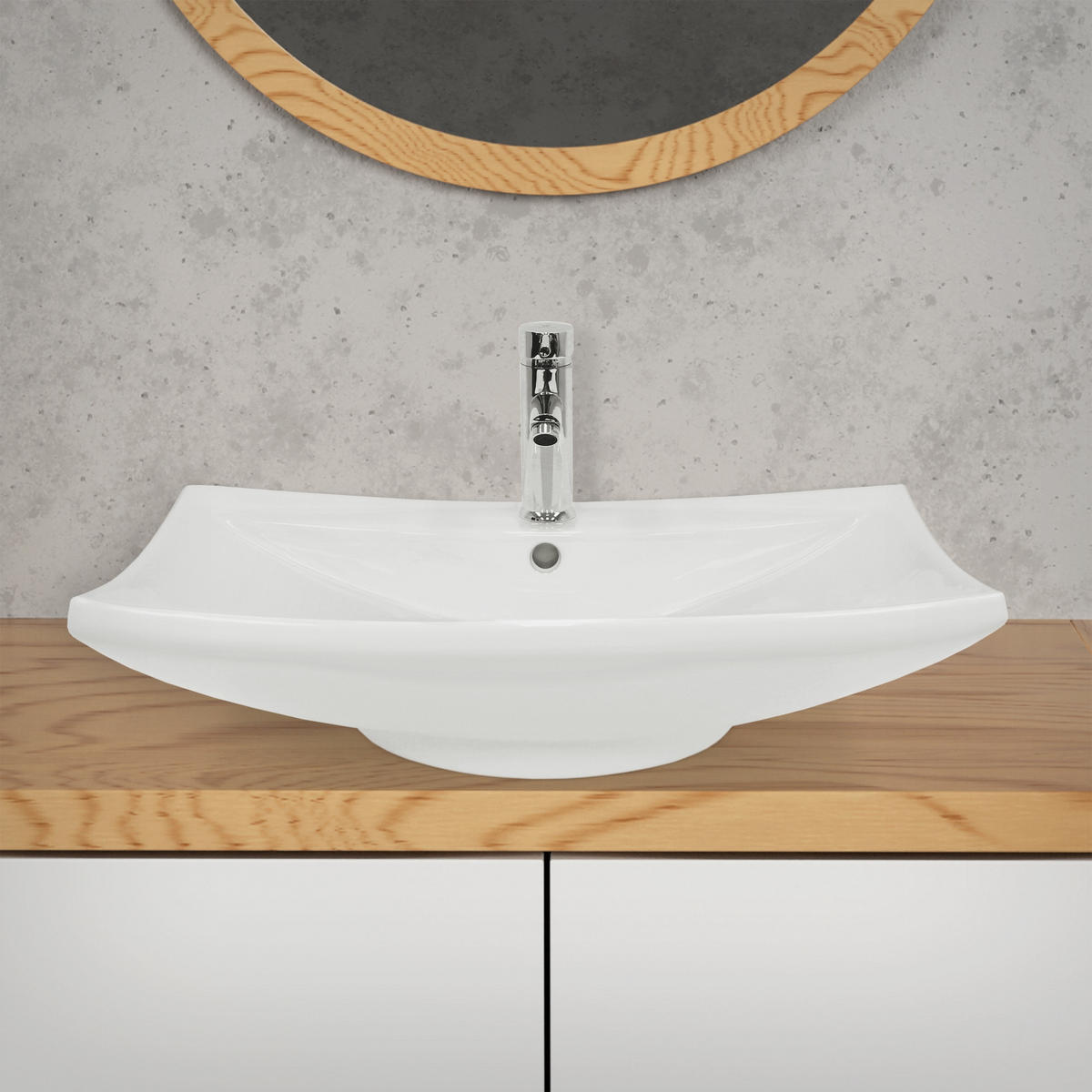 WASCHBECKEN - Weiß, Keramik (46/16.5/60.5cm) - ECD-Germany